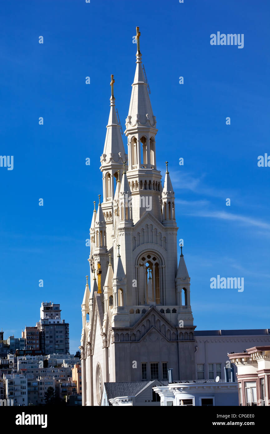 Saint Peter and Paul Catholic Church Steeples San Francisco California Stock Photo