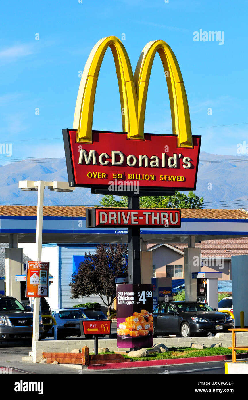 McDonald's drive-thru sign, Bishop, California Stock Photo