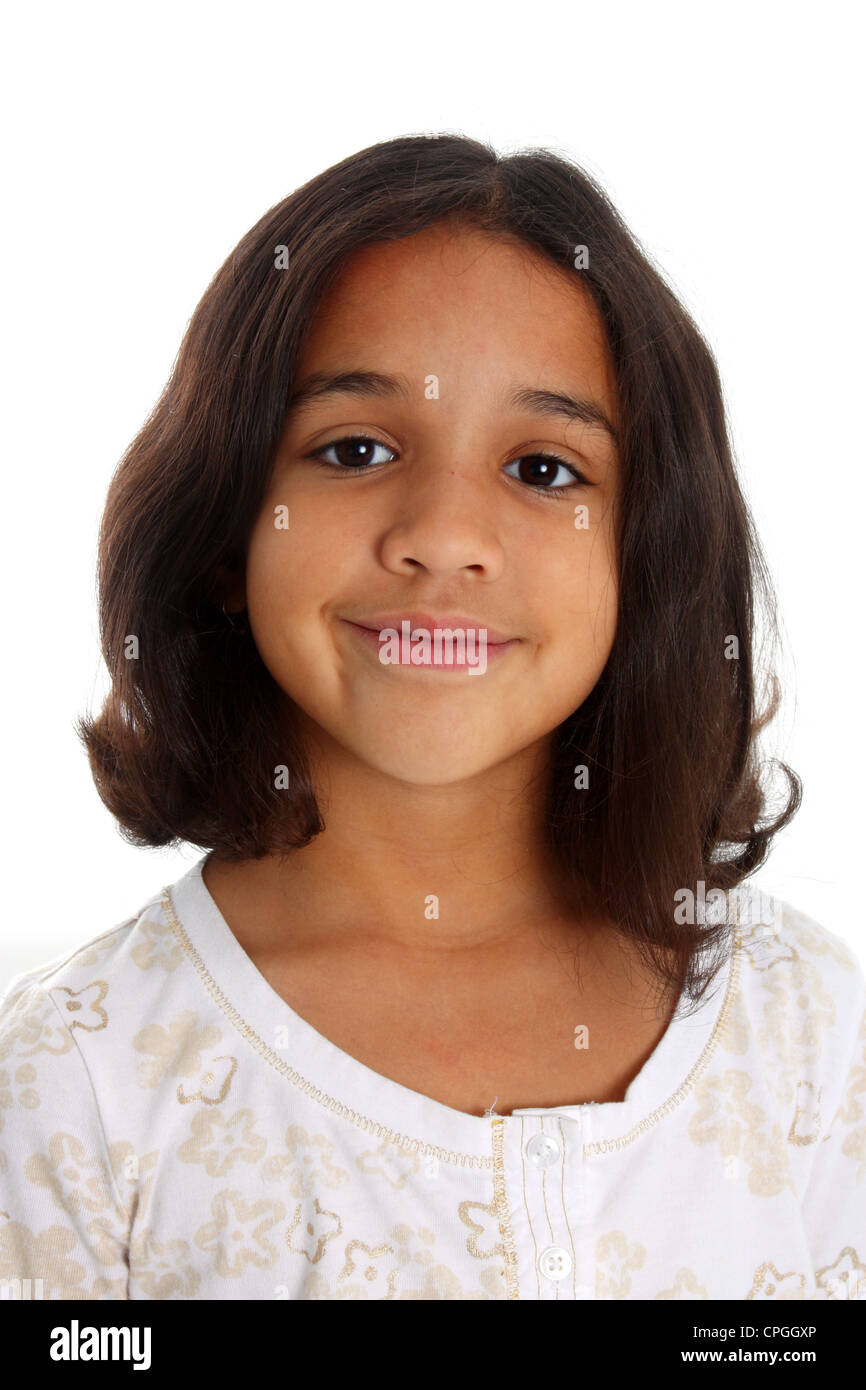 Young Girl Posing Against A White Background Stock Photo - Alamy