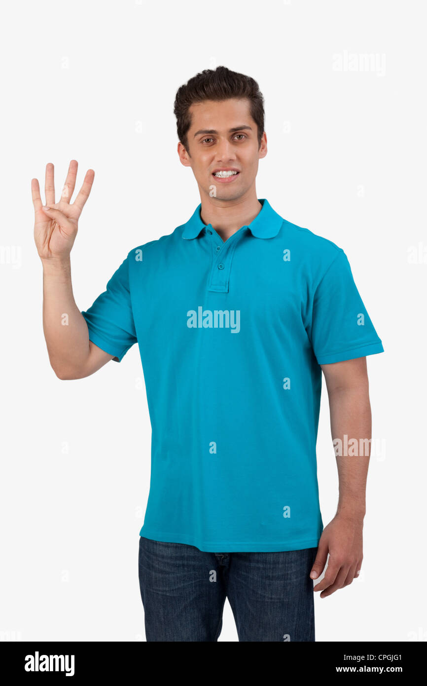 Four fingers up hi-res stock photography and images - Alamy