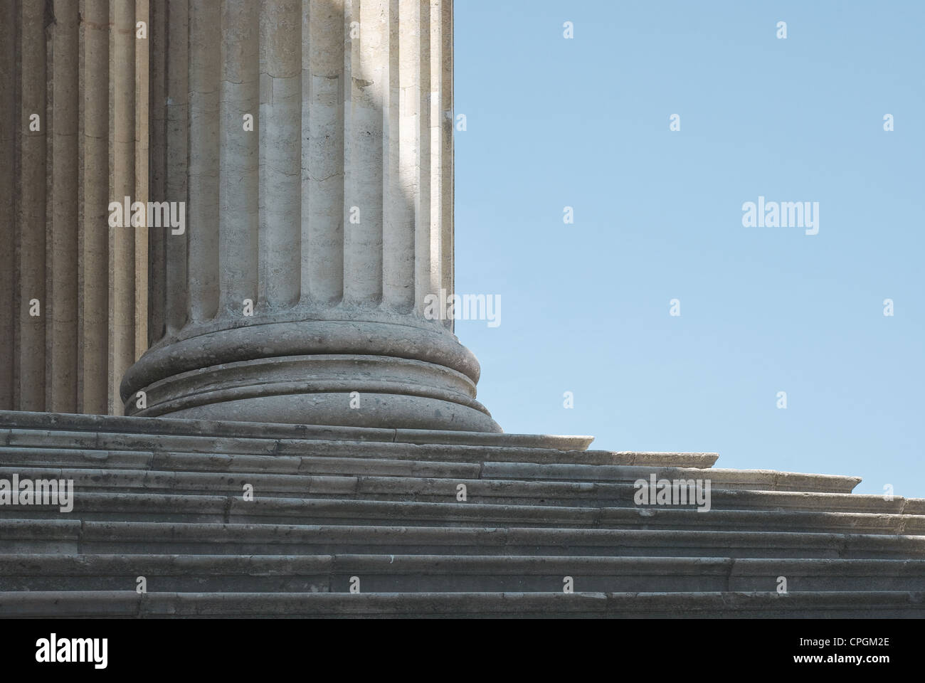 Classical Greek Column from a Low Angled View Stock Photo