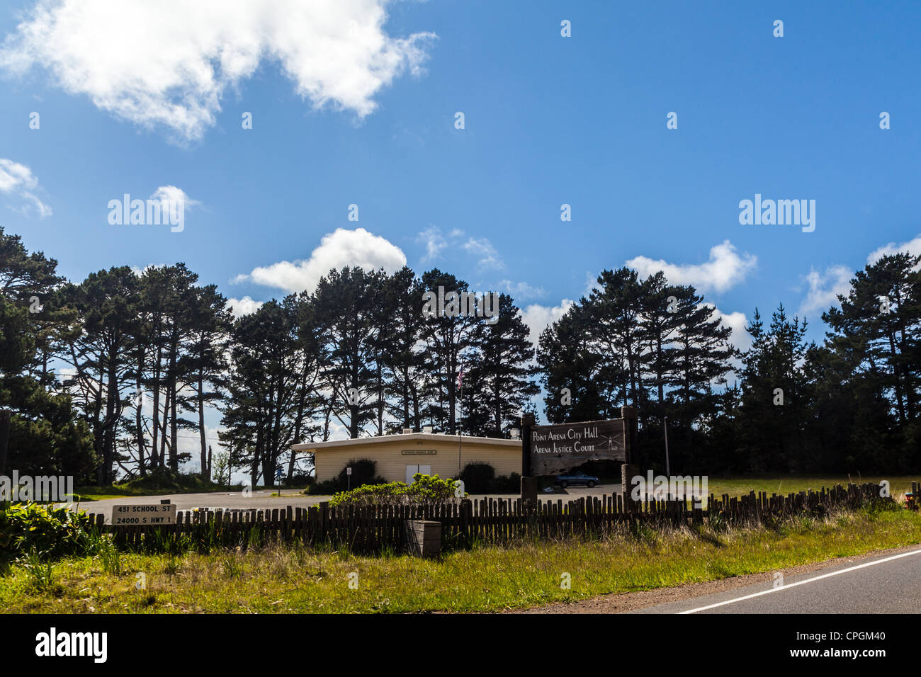 The Point Arena City Hall and Justice Court on the Mendocino Coast of