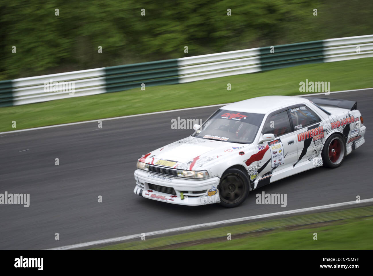 Declan Hicks drifting his Toyota Chaser at the European Drifting championships at Cadwell Park 2012 Stock Photo