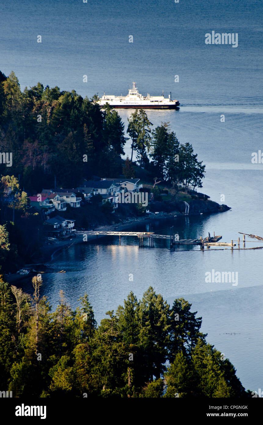 MILL BAY ferry passing Sandy Beach Rd, Vancouver Island, BC, Canada