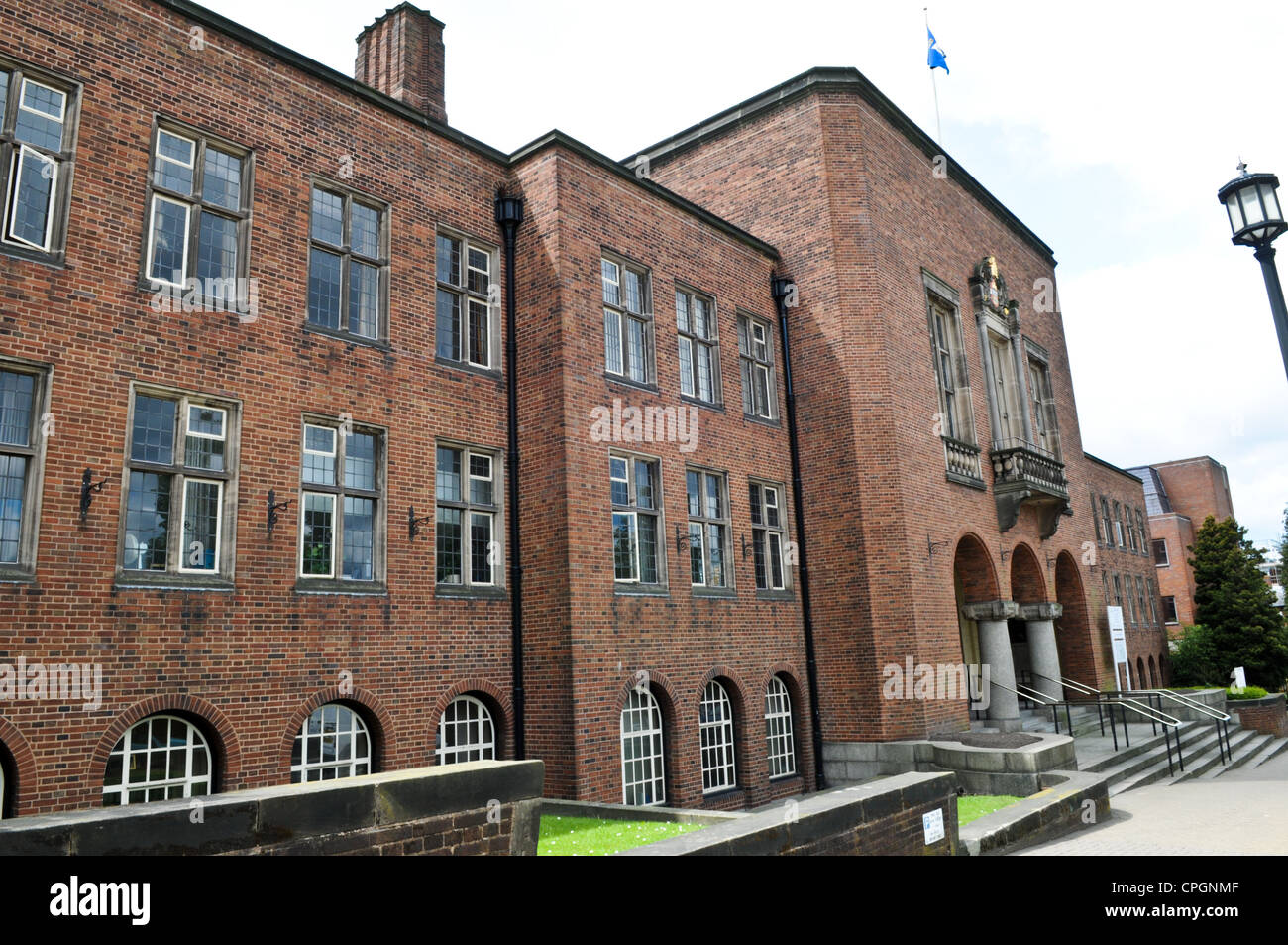 The front of Dudley Council House, a red brick Grade II listed building