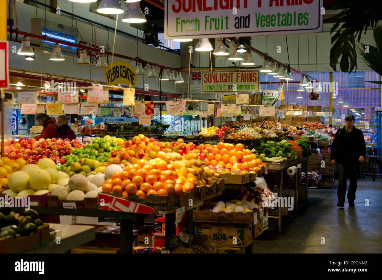 Fresh fruit and vegetables on sale at Granville Island Public Market ...