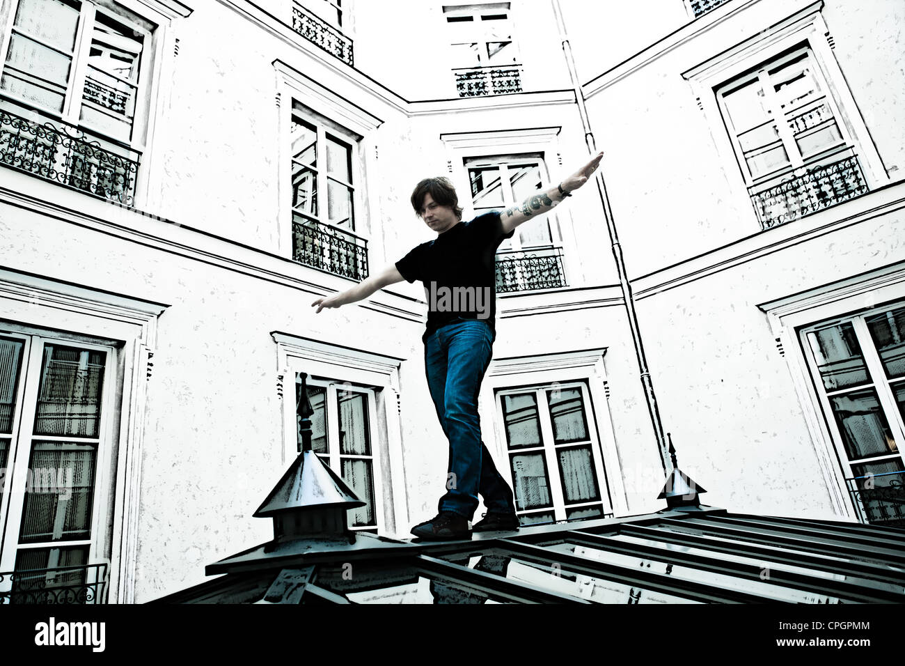 Paris, France - Octobre 19, 2011: Portrait of the american alternative rock / country singer Ryan Adams at Paris, France on octobre 19th, 2011 Stock Photo