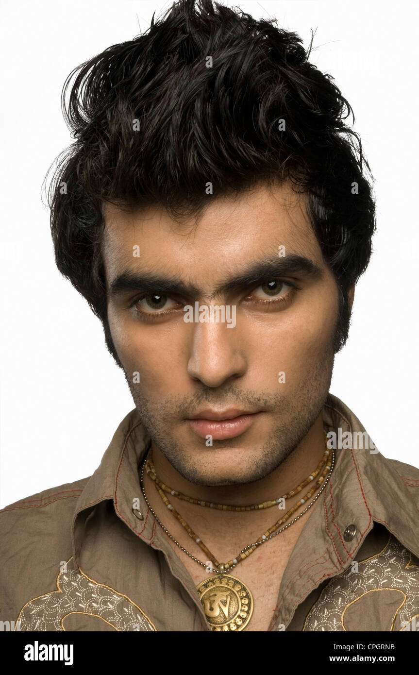 Young man wearing locket, portrait, closeup Stock Photo Alamy
