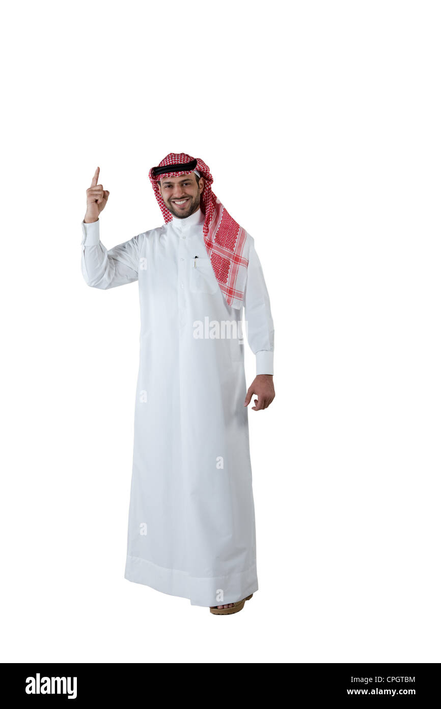 Arab man giving number 1 sign Stock Photo