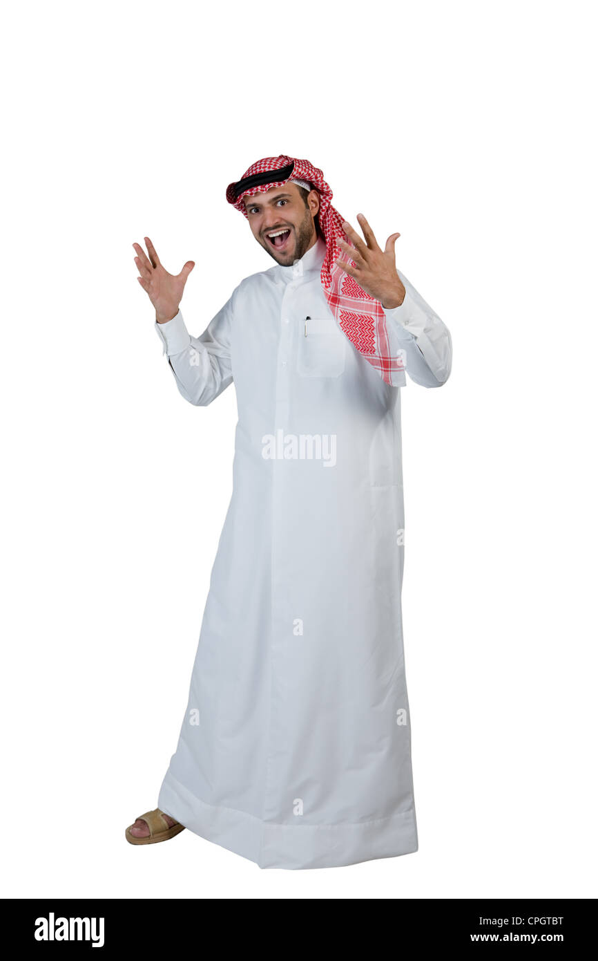 Arab man giving a surprised face Stock Photo