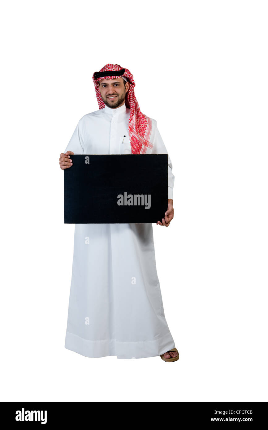 Arab man holding a placard Stock Photo