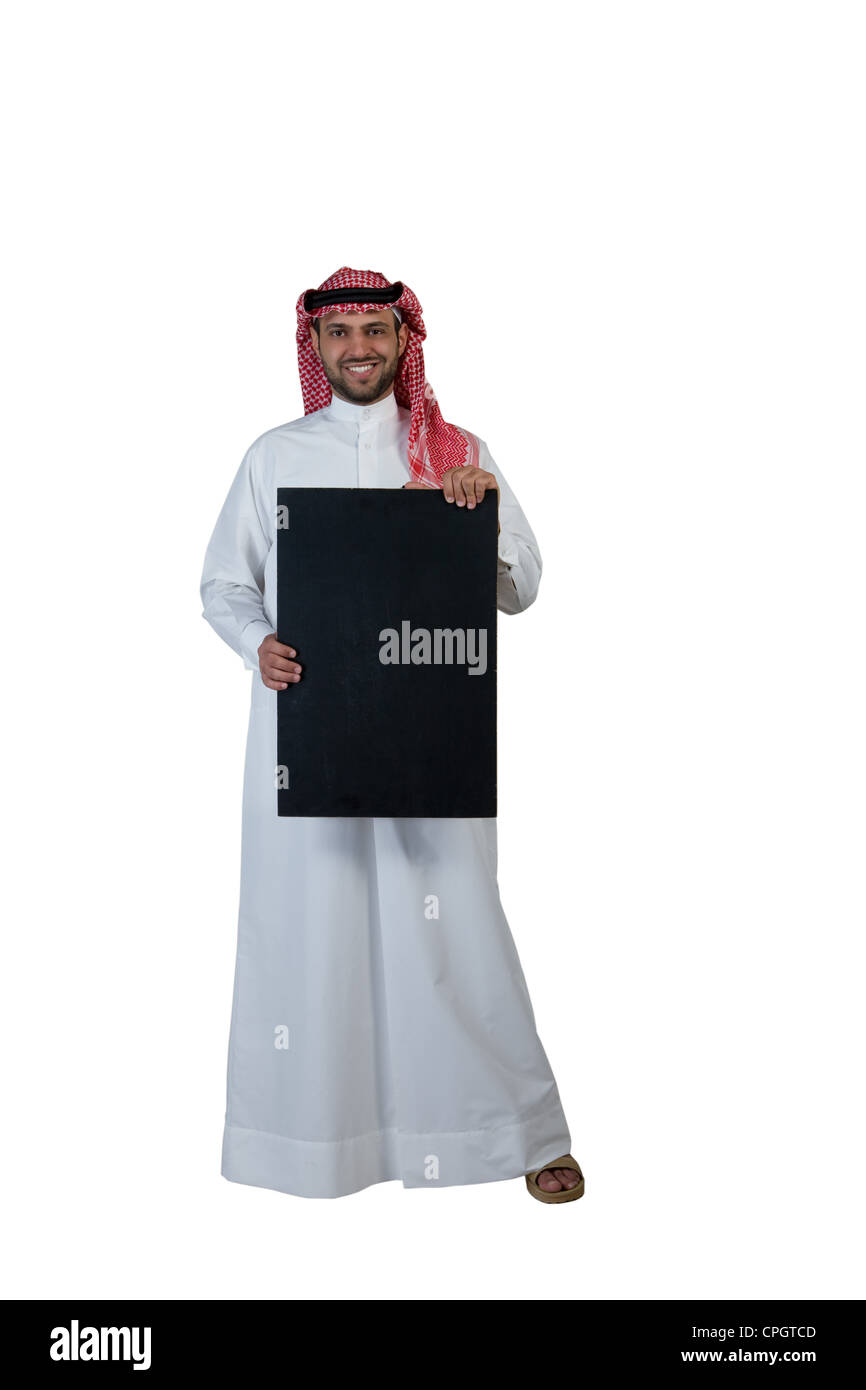 Arab man holding a placard Stock Photo