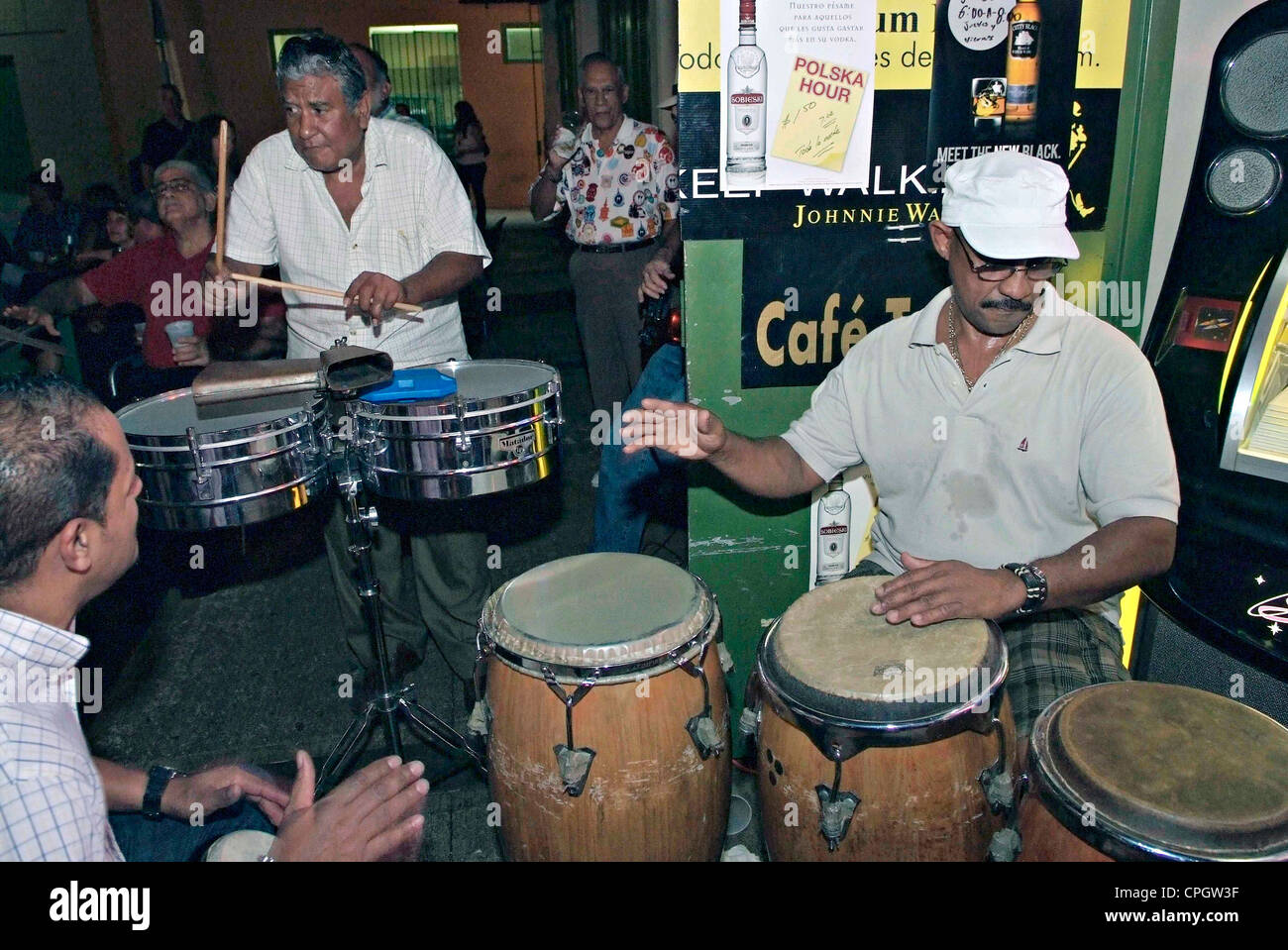 PUERTO RICO -SAN JUAN Plaza Mercado Friday night is party night. Stock Photo