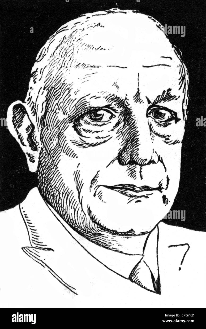 Messter, Oskar, 22.11.1866 - 7.12.1943, German scientist, inventor of the film projector, portrait, drawing, circa 1930s, Stock Photo
