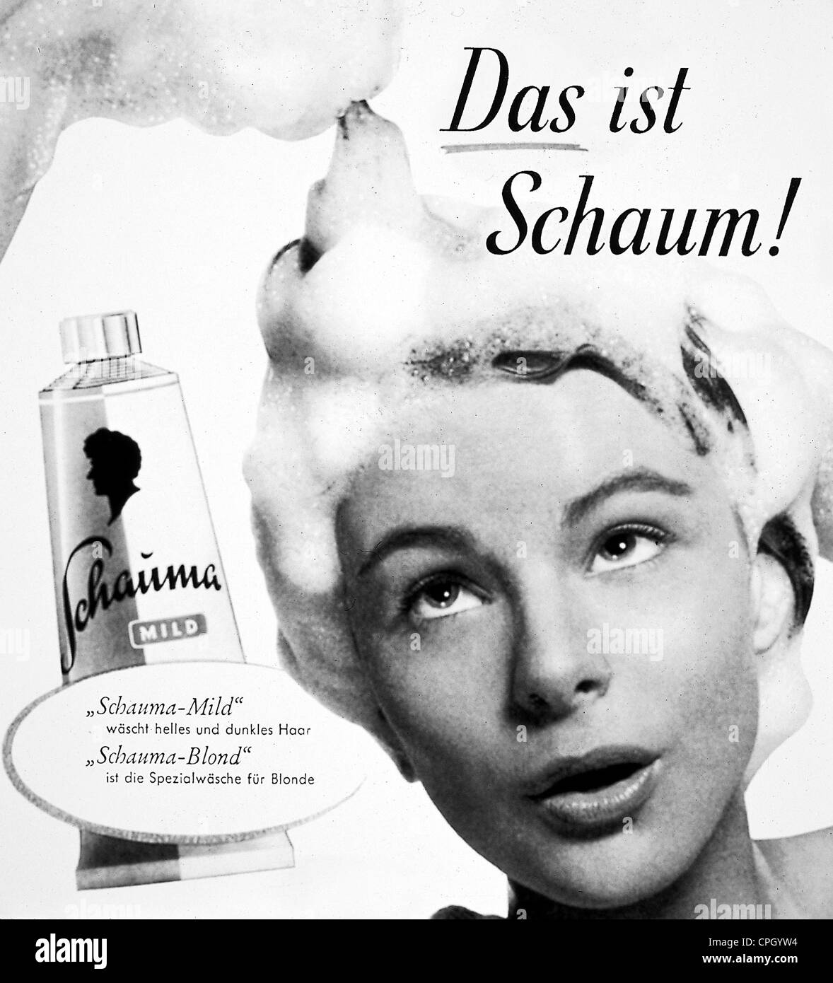 advertising, cosmetics, shampoo, advertisement the Schwarzkopf Stock