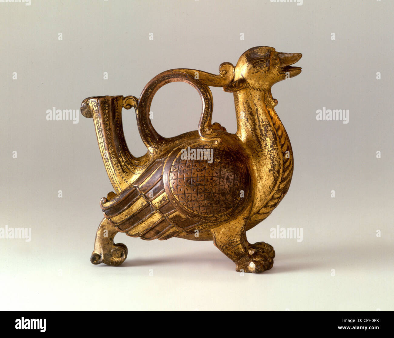 fine arts, Middle Ages, sculpture, dragon aquamanile, 12th century, Lorraine, Wurttemberg State Museum, Stuttgart, historic, historical, craftwork, vessel, medieval, Additional-Rights-Clearences-Not Available Stock Photo