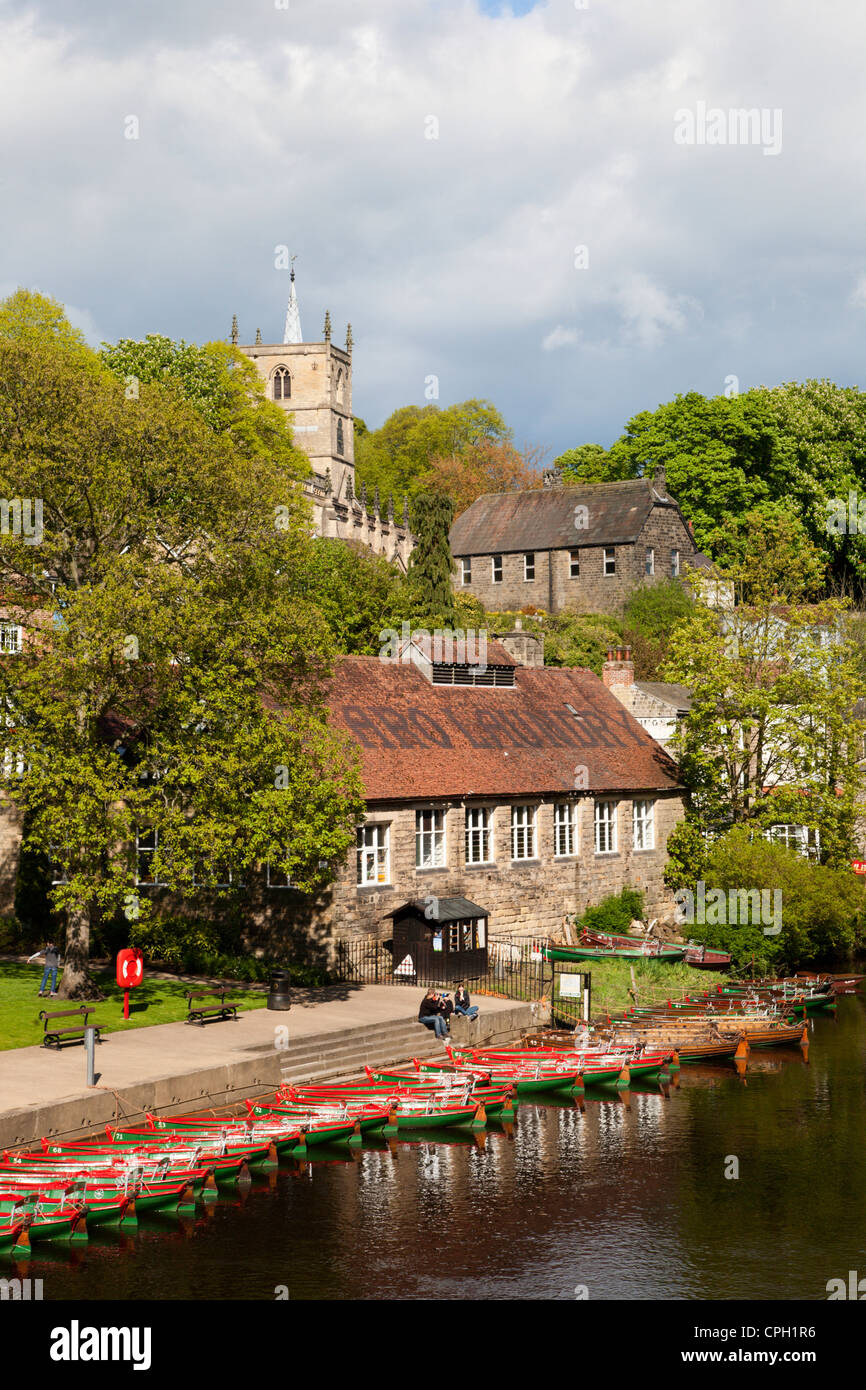 Rowing Boats on the River Nidd at Knaresborough North Yorkshire England