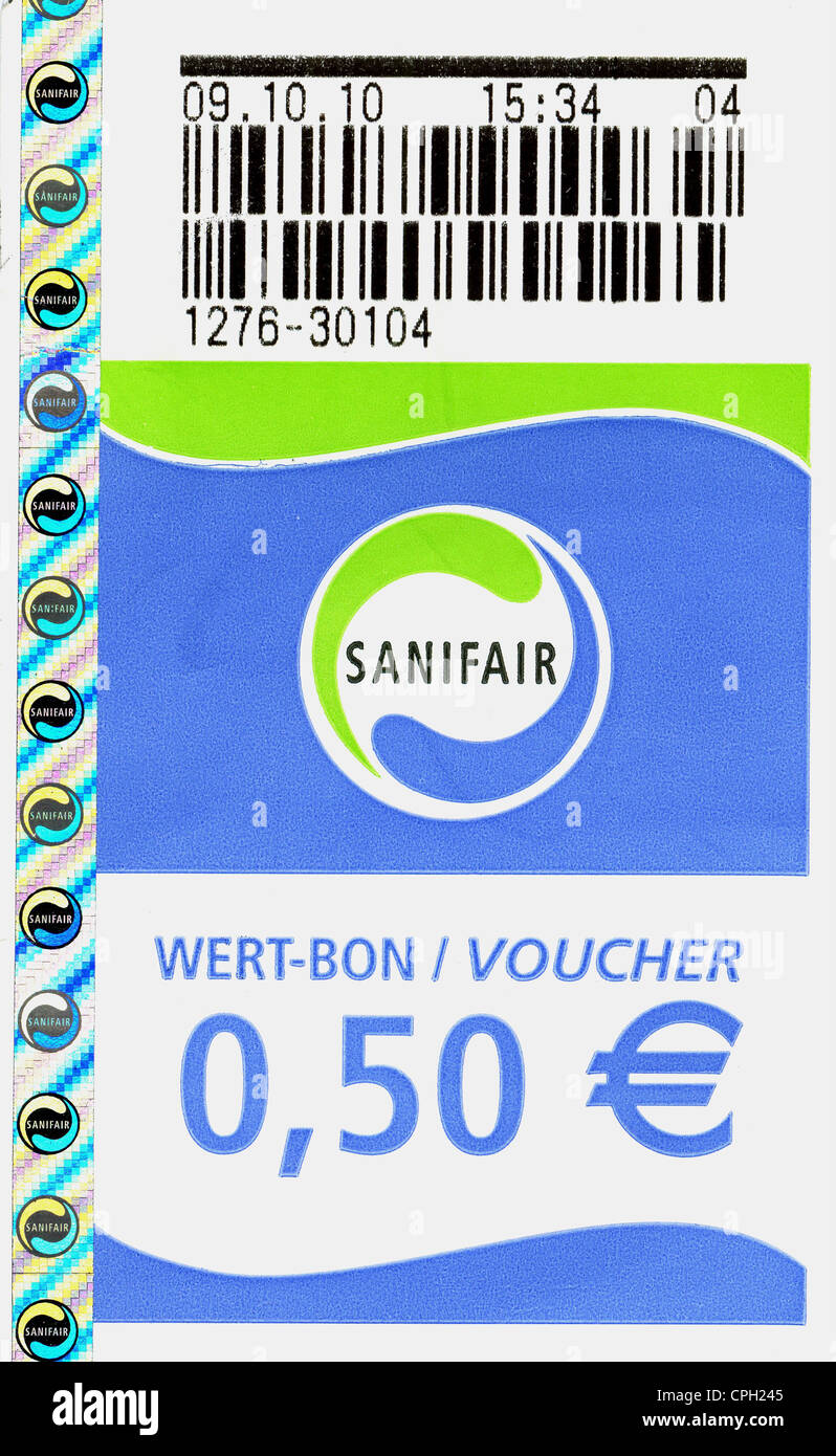 money / finances, coupons, 50 euro cent voucher by Sanifair, Additional-Rights-Clearance-Info-Not-Available Stock Photo