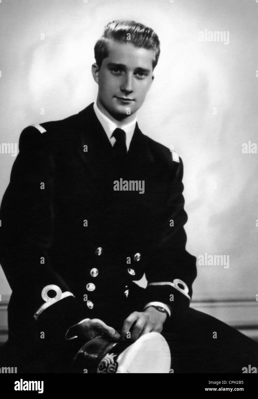 Albert II, * 6.6.1934, King of the Belgians 9.8.1993 - 21.7.2013, half length, al lieutenant of the Belgian Navy, 1950s, , Stock Photo