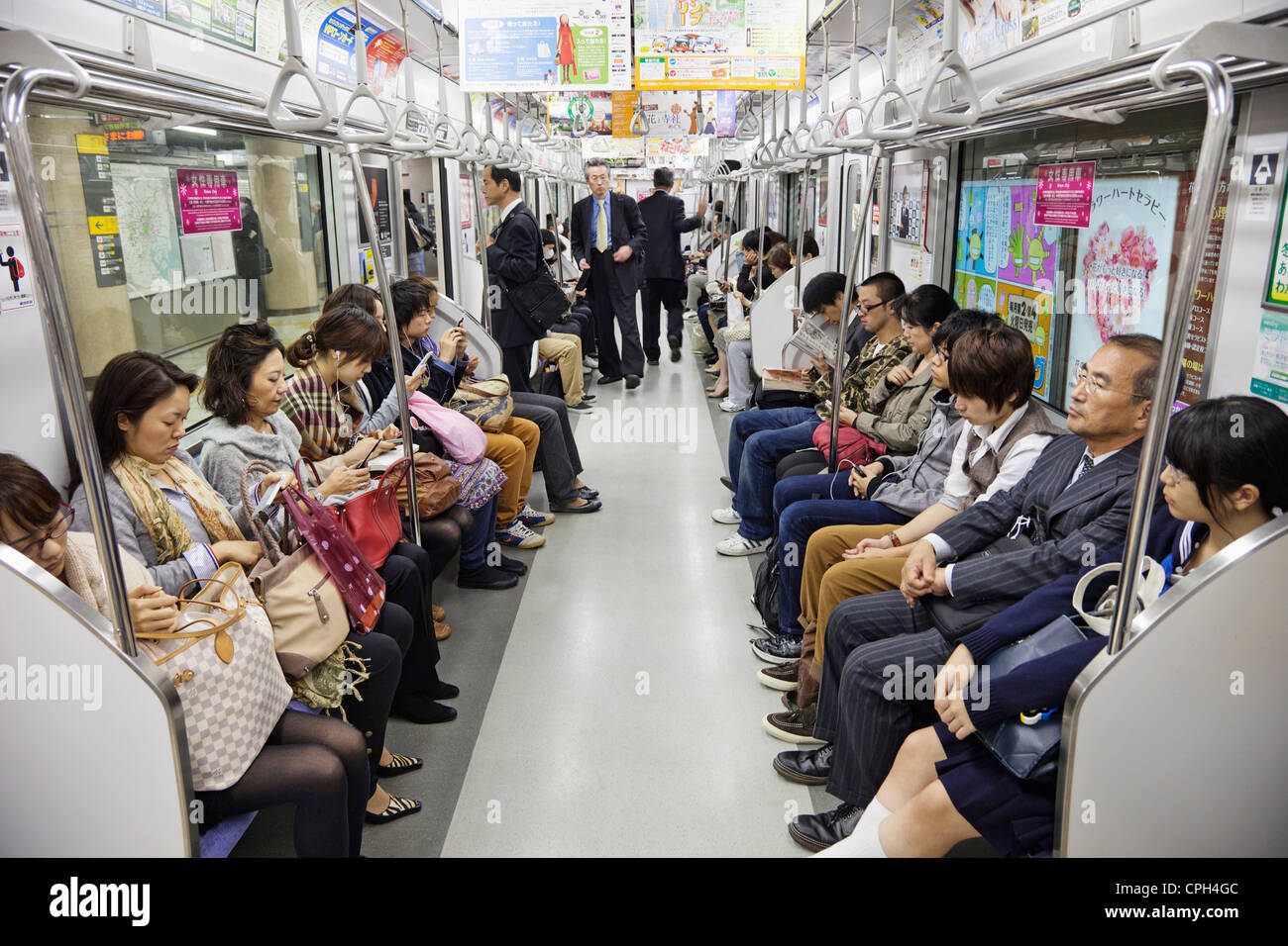 Asia, Japan, Tokyo, Subway, Tokyo Subway, Subway Train, Passengers ...