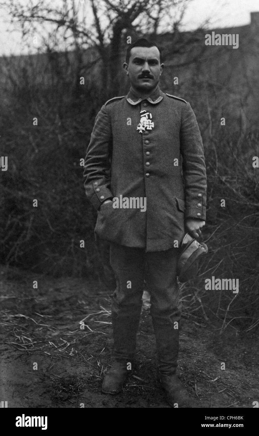 First World War / WWI, Germany, German non-commissioned officer with medals, early 1917, Additional-Rights-Clearences-Not Available Stock Photo