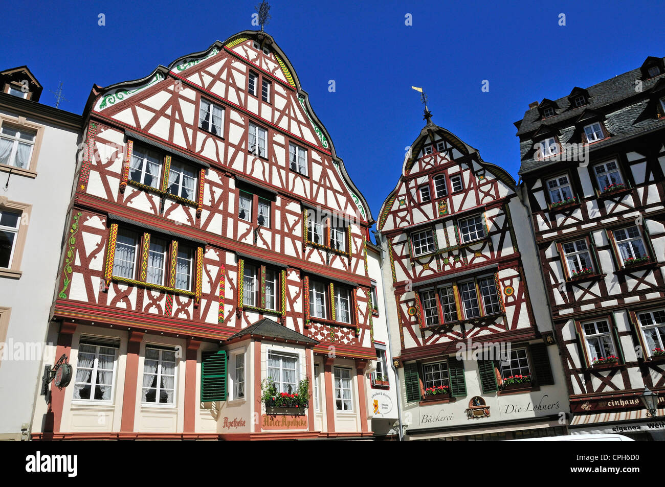 Bernkastel, Germany, Europe, half-timbered houses, Kues, marketplace, Palatinate, Rhineland, wine, wine cultivation, wine-growin Stock Photo