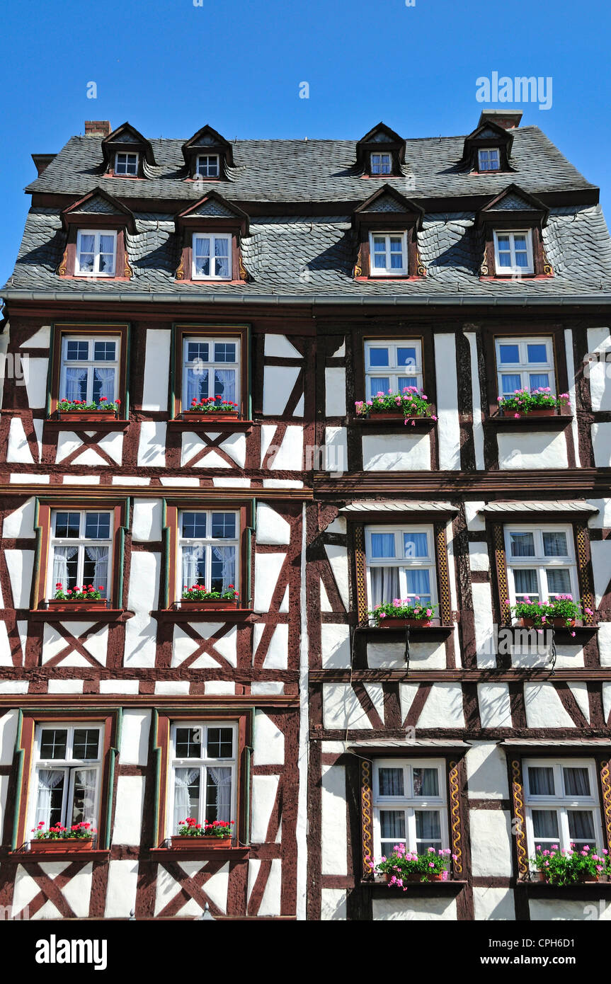 Bernkastel, Germany, Europe, half-timbered houses, Kues, marketplace, Palatinate, Rhineland, wine, wine cultivation, wine-growin Stock Photo