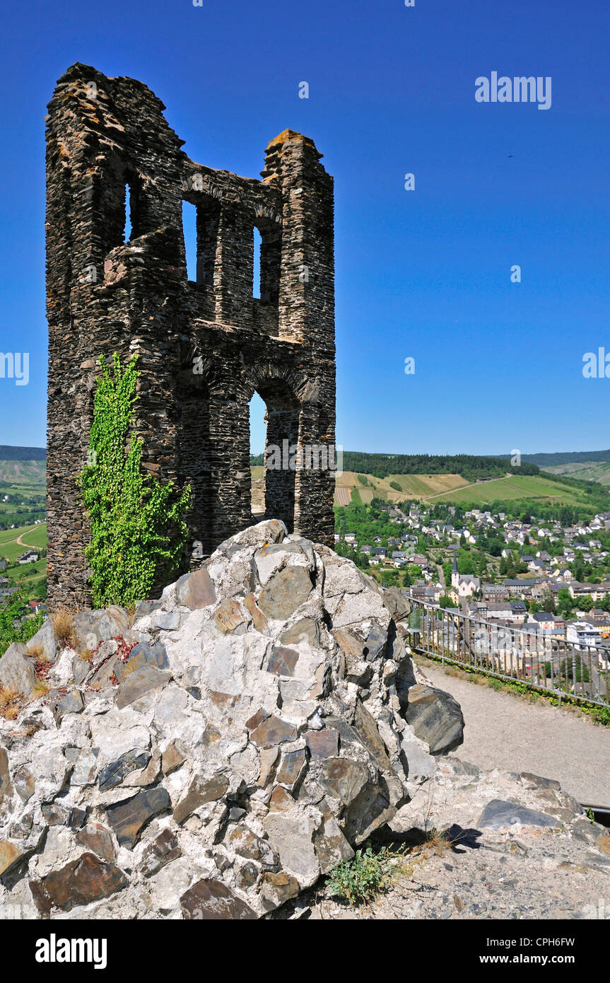 1350, Bernkastel, Germany, Europe, Grevenburg, circle, ring, Moselle, Palatinate, Rhineland, ruins, Traben, Trarbach, wine, wine Stock Photo