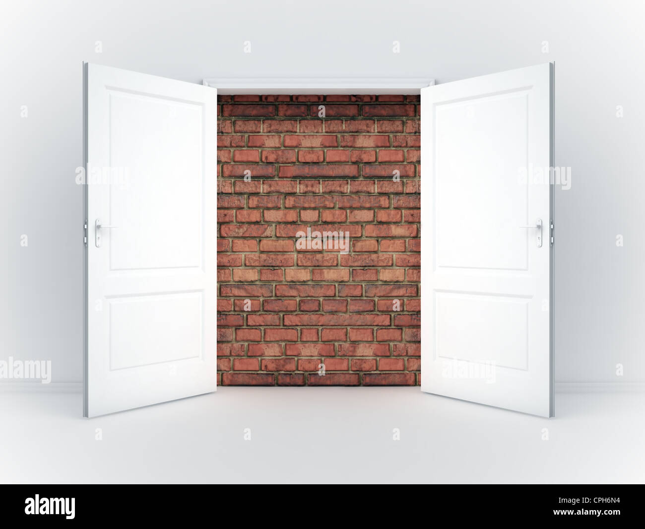 A brick wall blocking the doorway Stock Photo Alamy