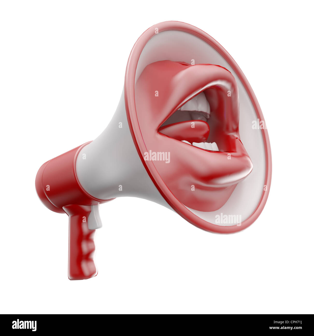 Mouth shaped loud speaker communication concept Stock Photo Alamy