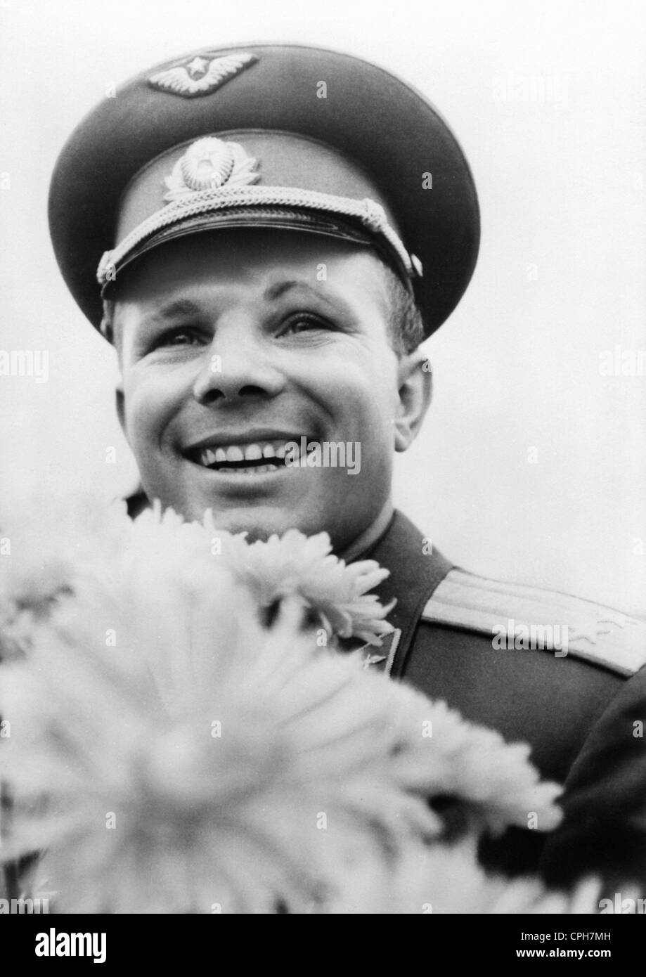 Gagarin, Yuri, 9.3.1934 - 27.3.1968, Soviet spaceman (cosmonaut), portrait, postcard, East-Germany, circa 1971, Stock Photo