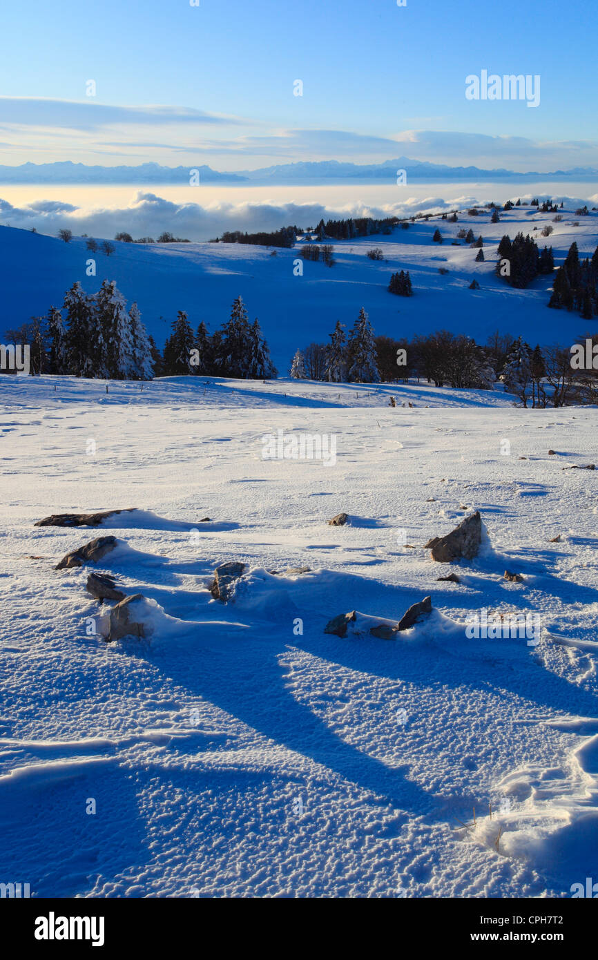 Alps, Alpine panorama, view, mountain, mountains, mountain, mountain panorama, Creux du Van, ice, French Alps, mountains, summit Stock Photo