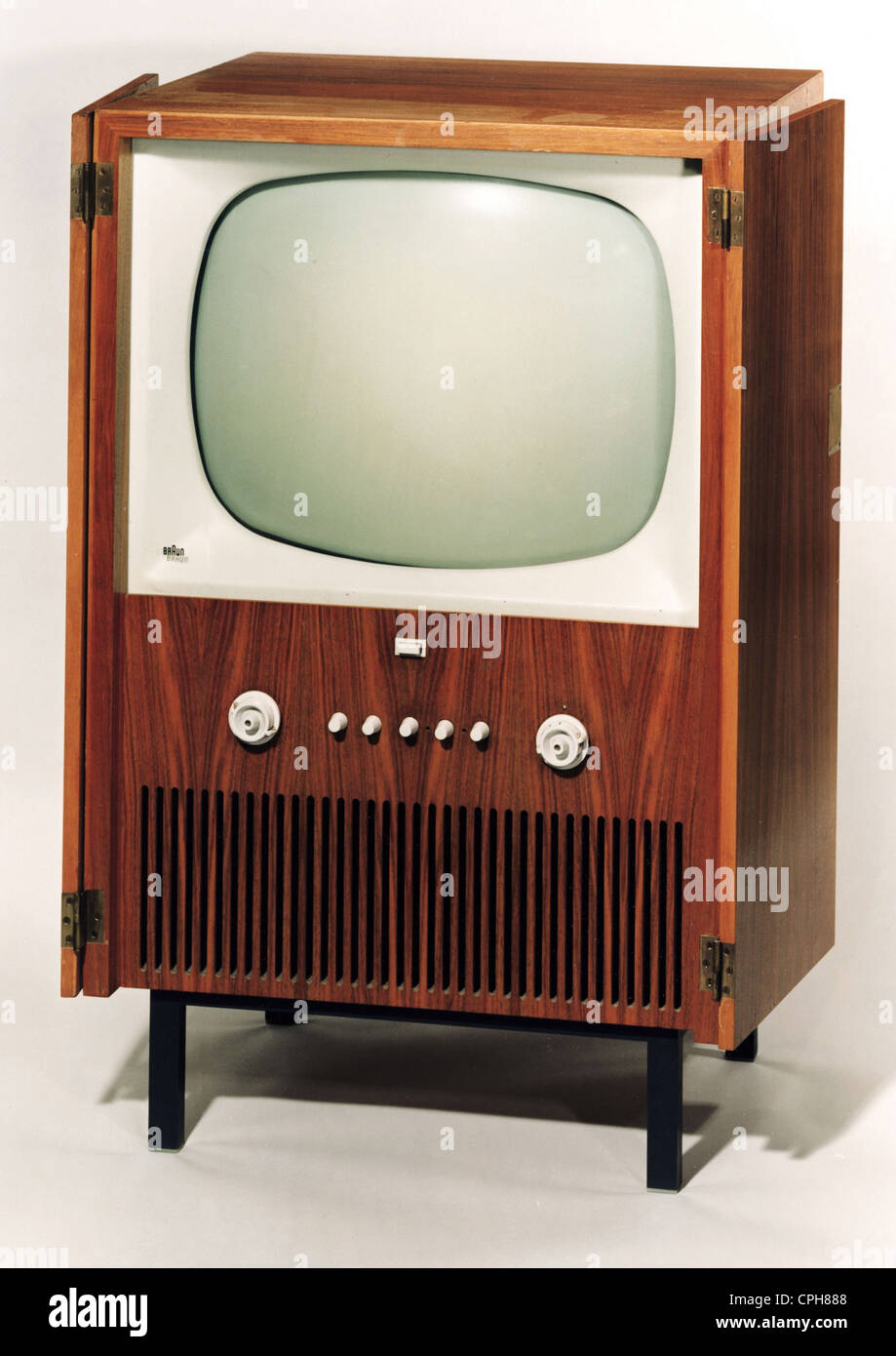 broadcast, television, television set, Braun, TV set HFS, designed in association with the academy of design, Ulm, Germany, 1957, Additional-Rights-Clearences-Not Available Stock Photo