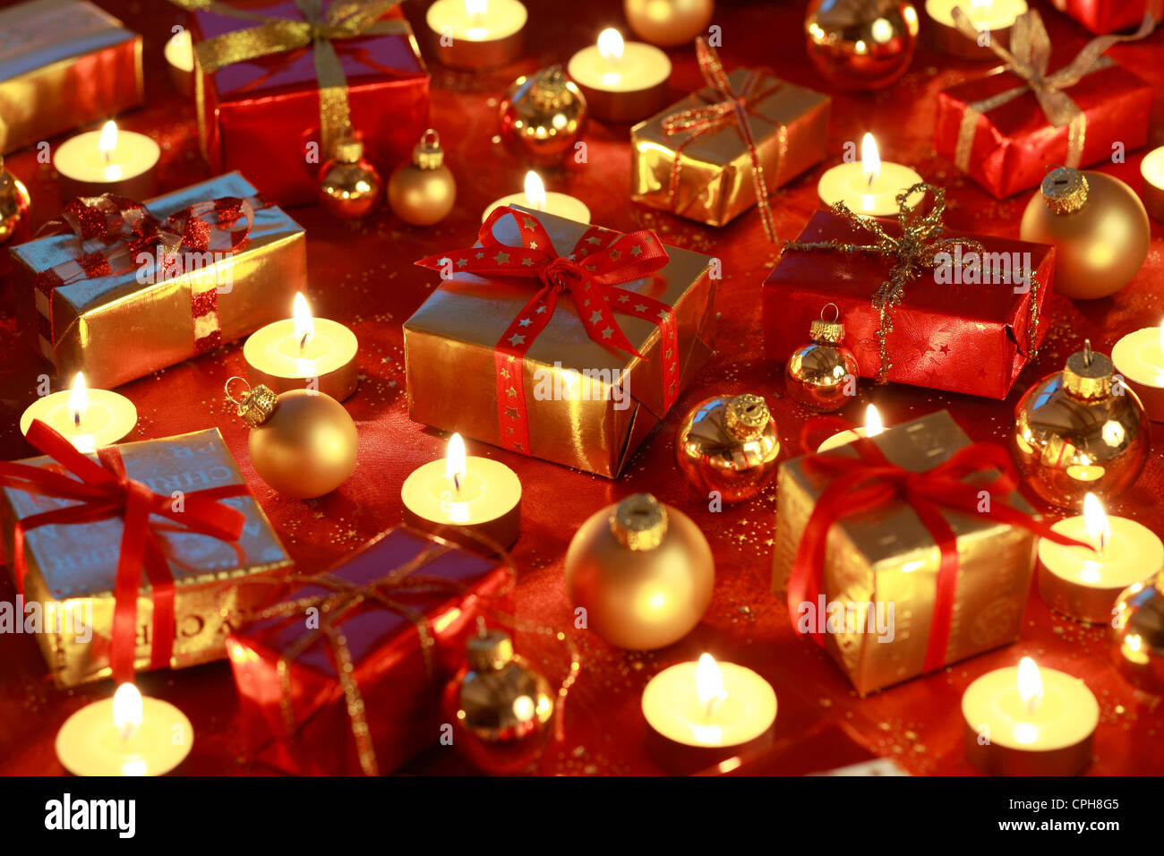 Decoration Present Presents Glitter Candles Light Close Up