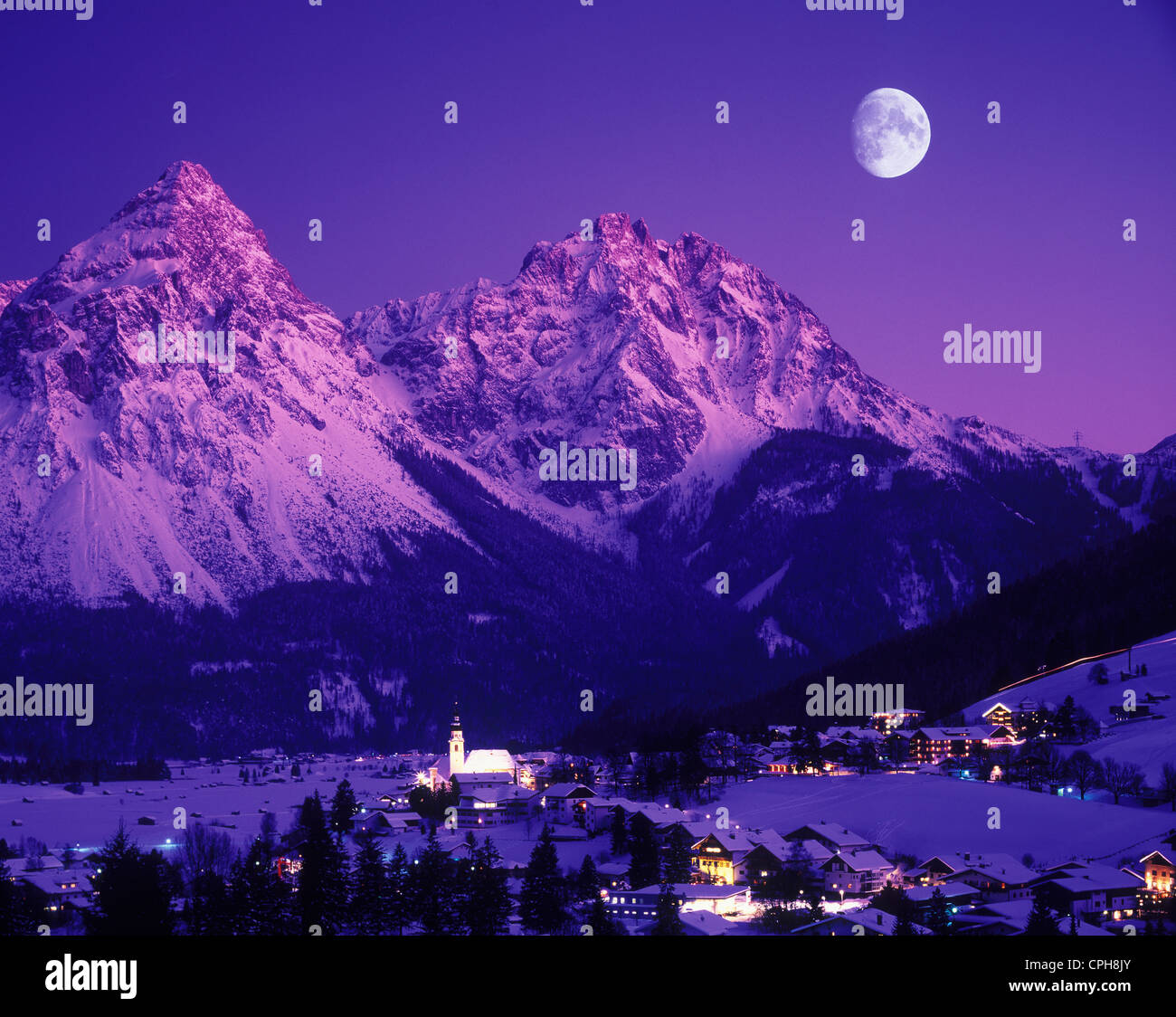 Austria, Europe, Tyrol, ausserfern, lermoos, sonnenspitze, winter ...