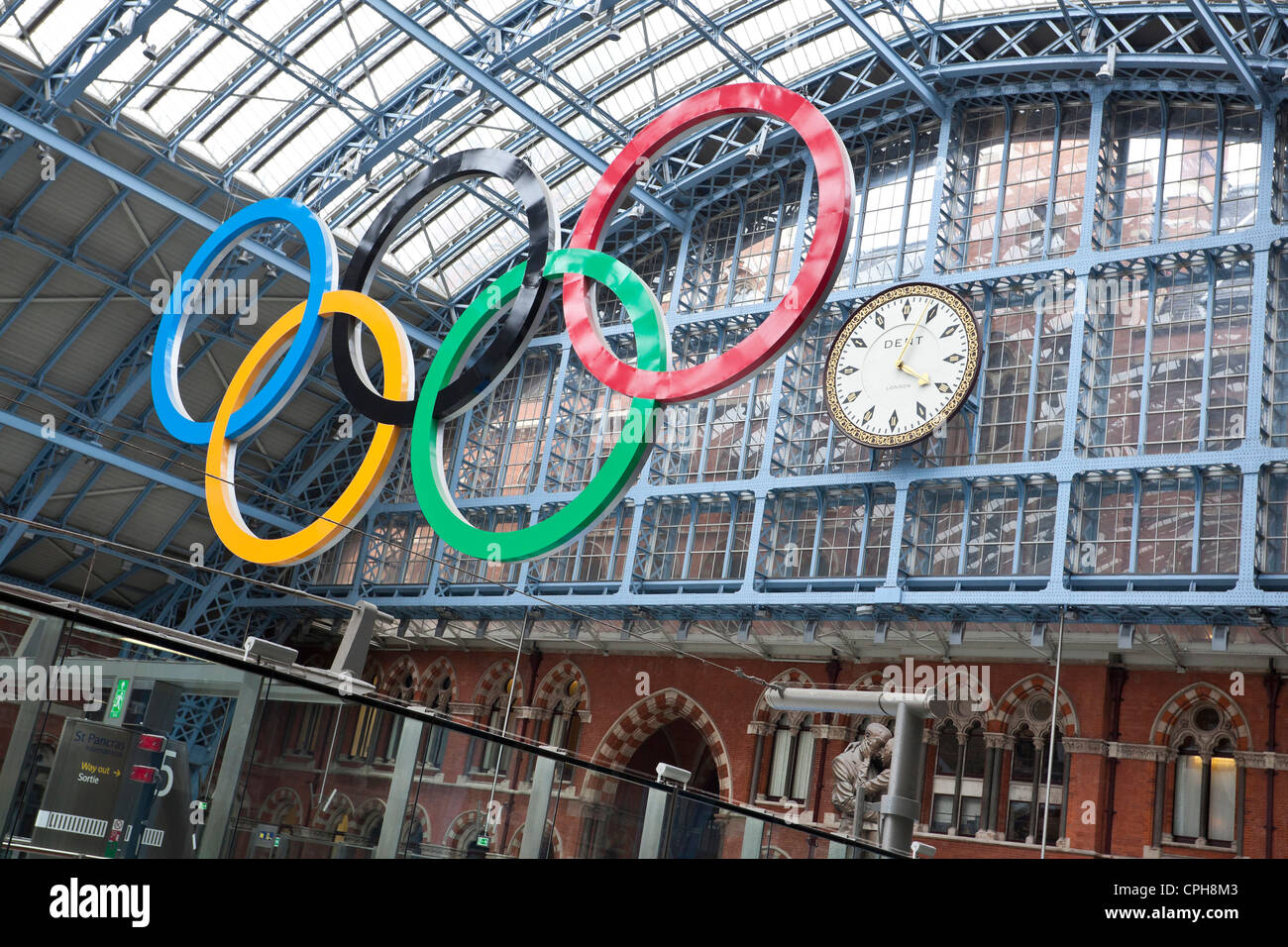 Olympic Rings at St Pancras Station, London, England, UK Stock Photo