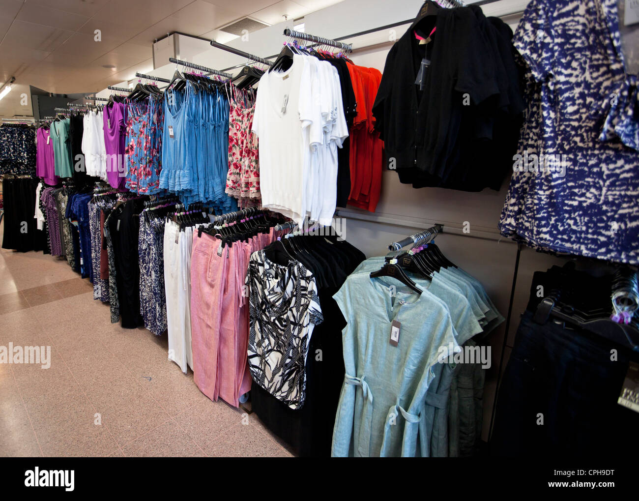 Tesco's summer women's clothing section, London, England, UK. Stock Photo