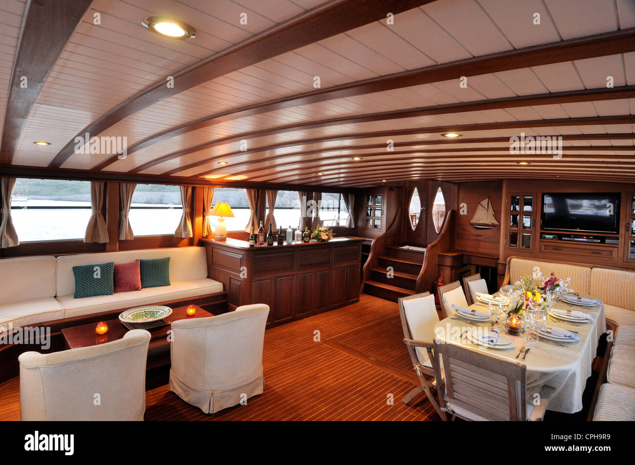 interior design of luxury sailboat Stock Photo - Alamy