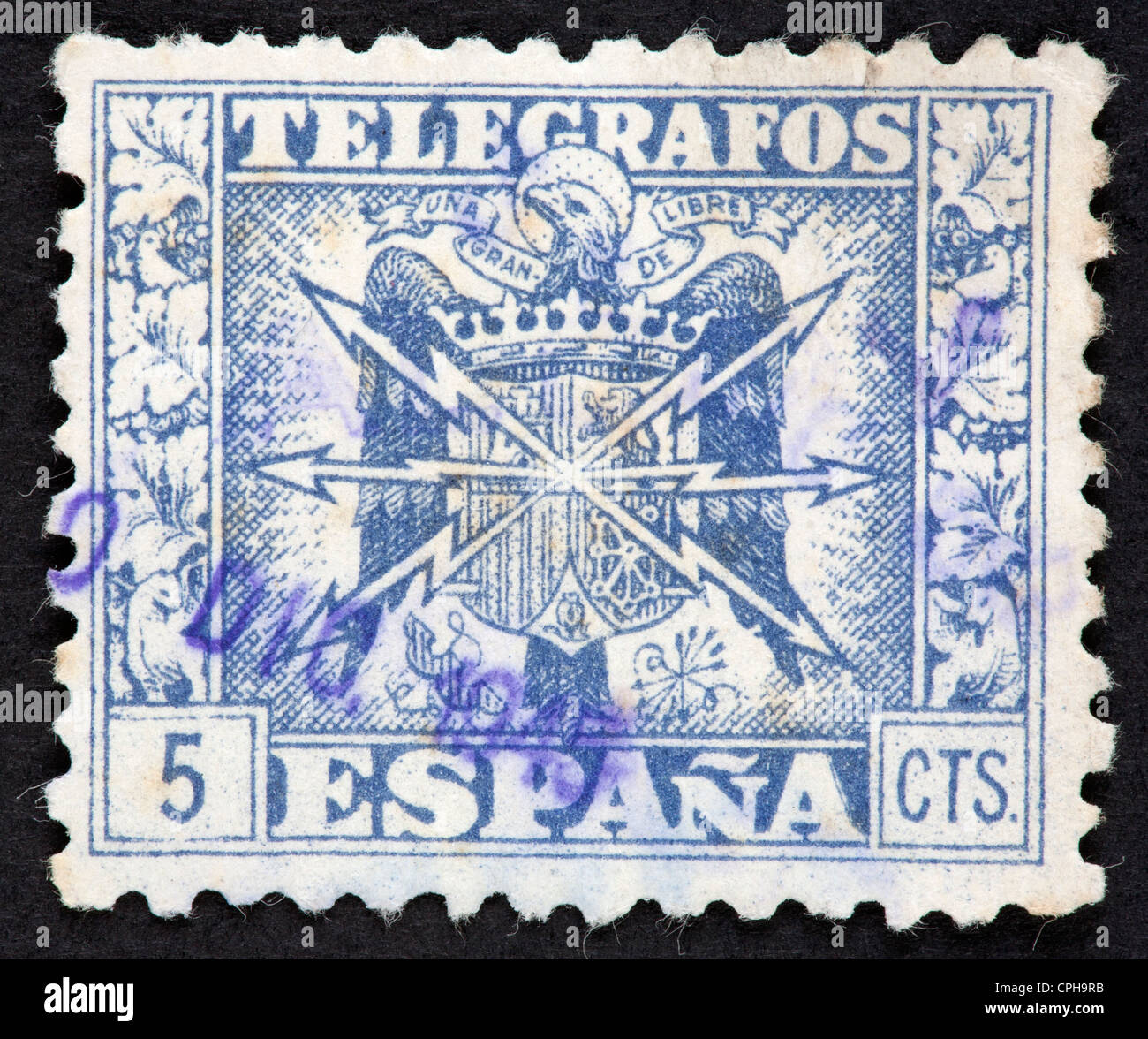 Spanish telegraph stamp Stock Photo Alamy