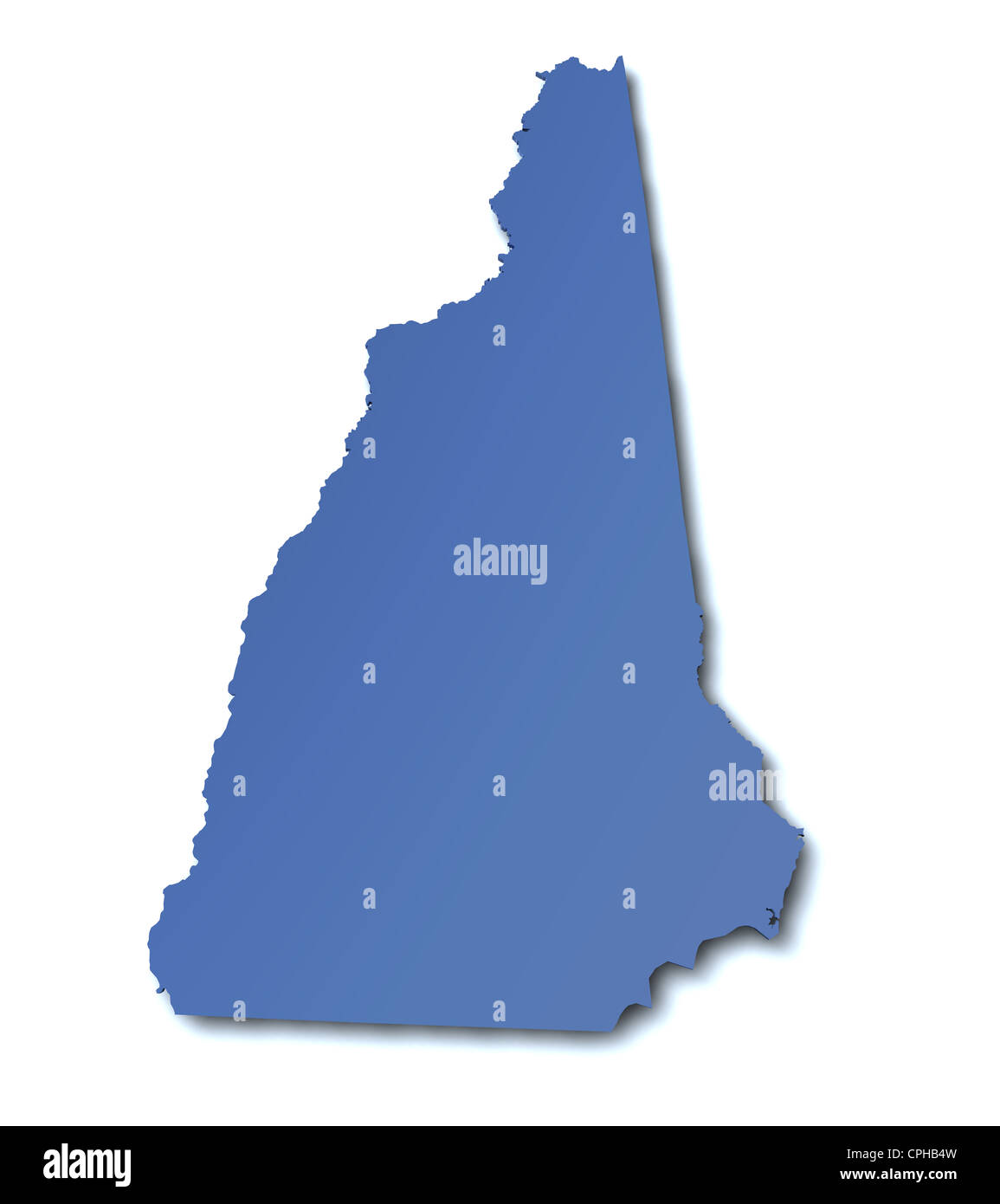 3d rendered map of the state of  New Hampshire - USA Stock Photo