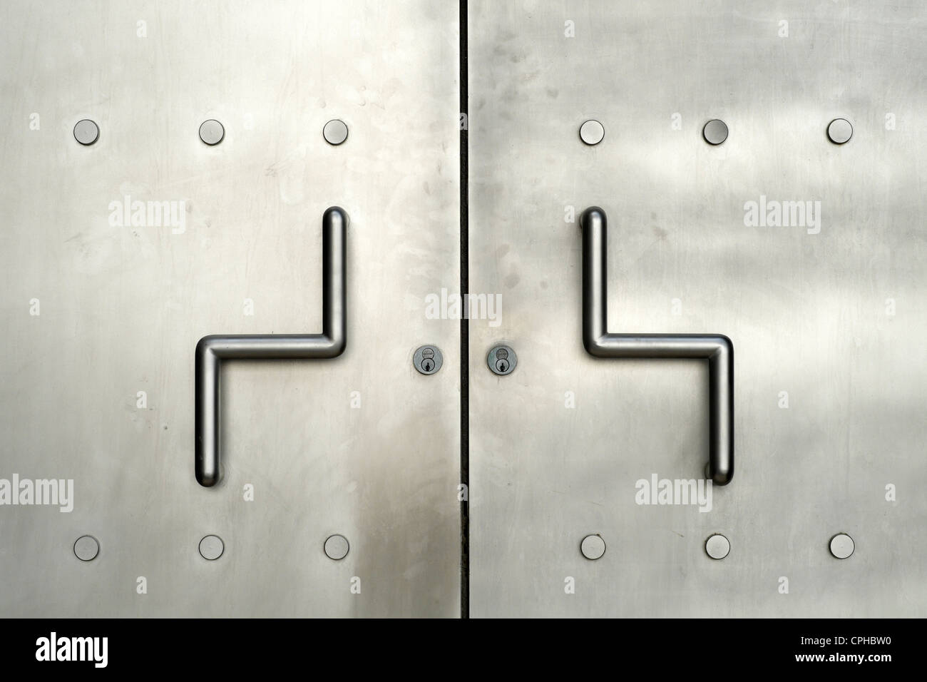 Detail of stainless steel door Stock Photo