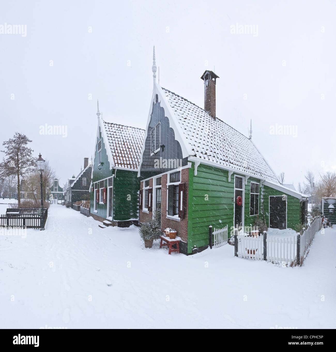 Netherlands, Holland, Europe, Zaandam, House, Winter, Snow, Ice, Open-air, museum, De Zaanse Schans, Stock Photo