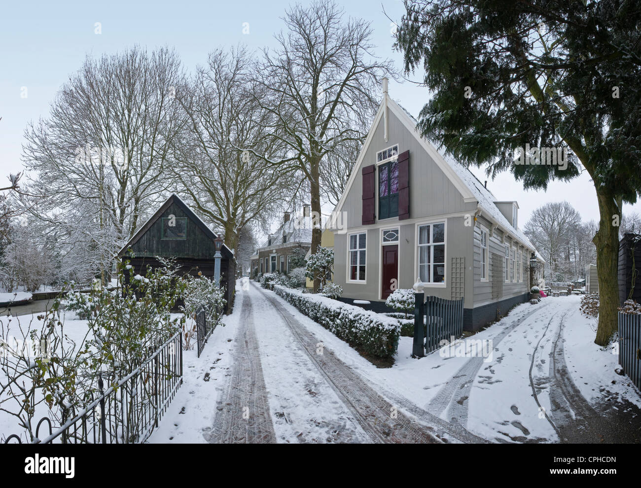 Netherlands, Holland, Europe, Broek in Waterland, House, Winter, Snow, Ice,  Wooden houses Stock Photo - Alamy
