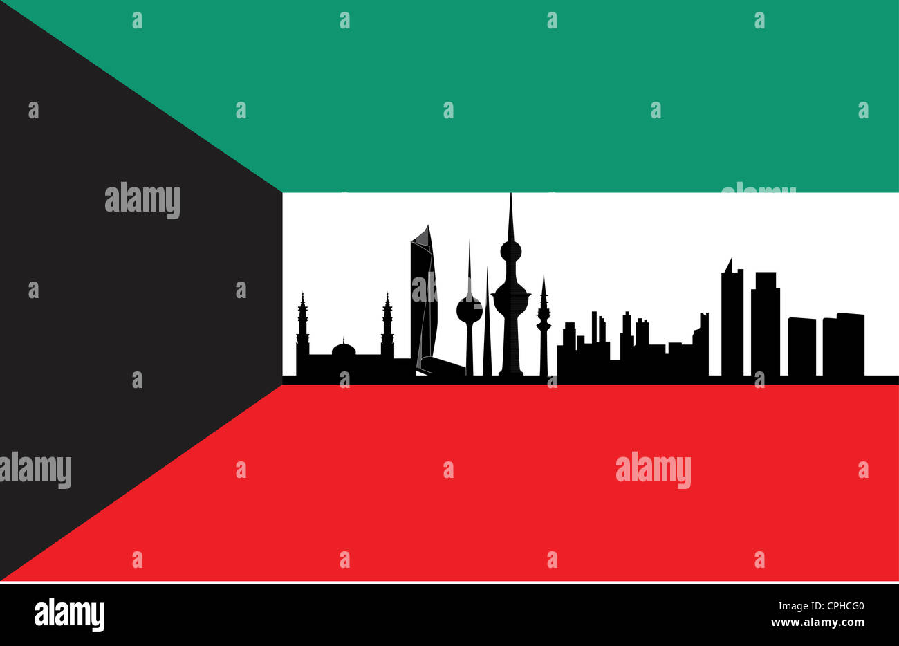 kuwait skyline in black grey and white Stock Photo Alamy