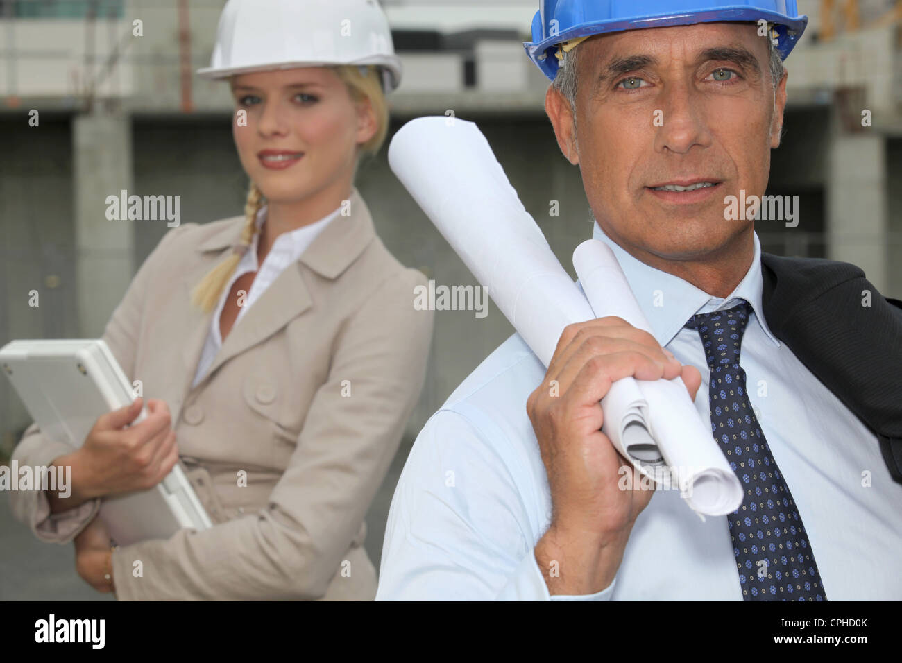 Architect and female assistant Stock Photo Alamy
