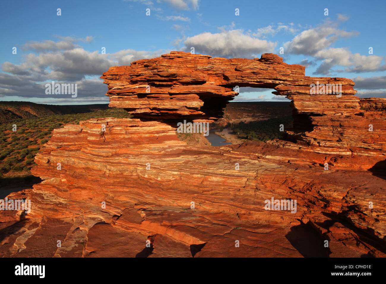 Natures Window, Kalbarri, National, park, western Australia, west coast, coast, landmark, Australia, view, window, gulch, red sa Stock Photo