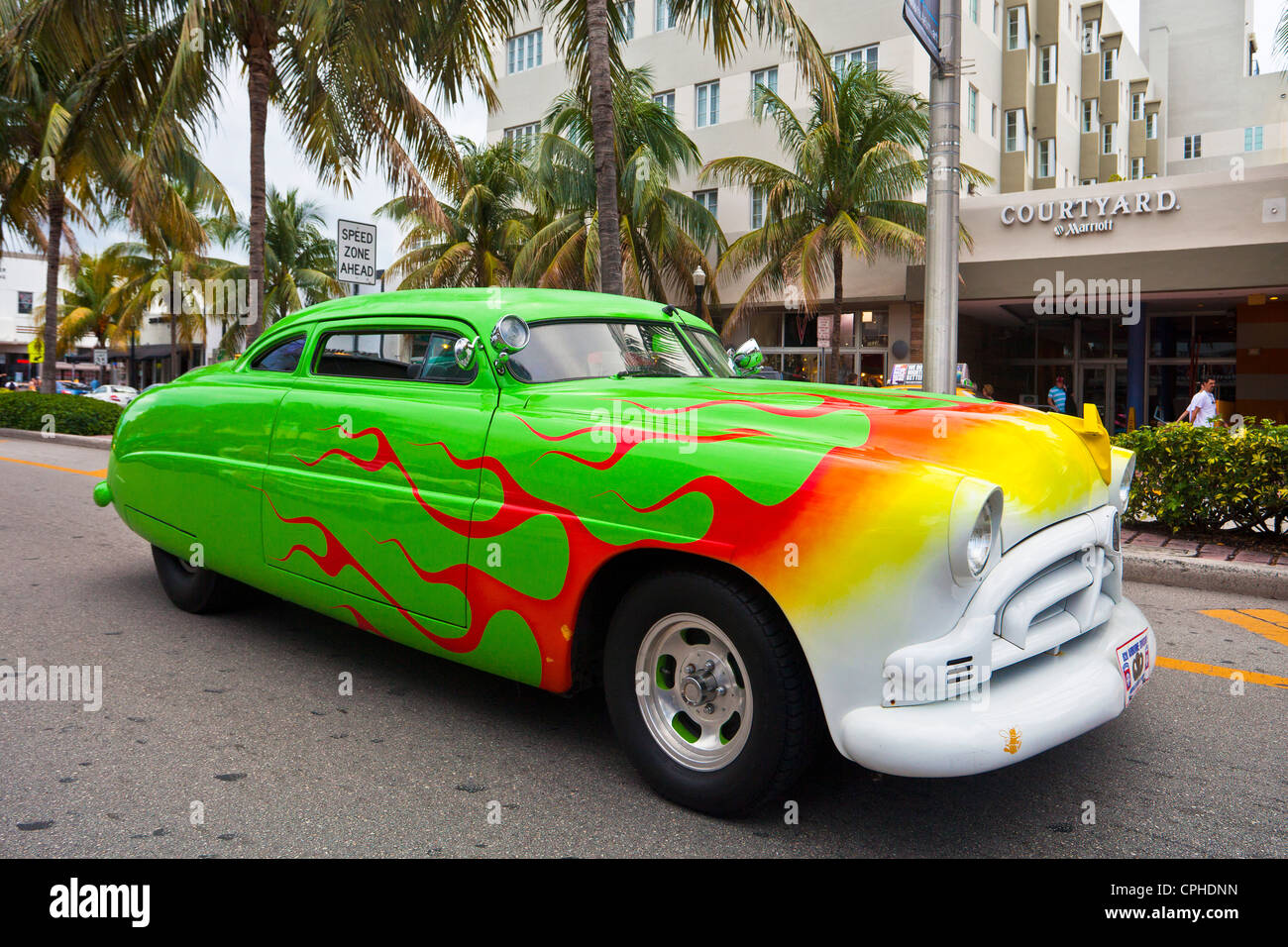 USA, United States, America, Florida, Miami, art deco, era, feeling, historic, nostalgia, nostalgic, old, romantic, green, class Stock Photo