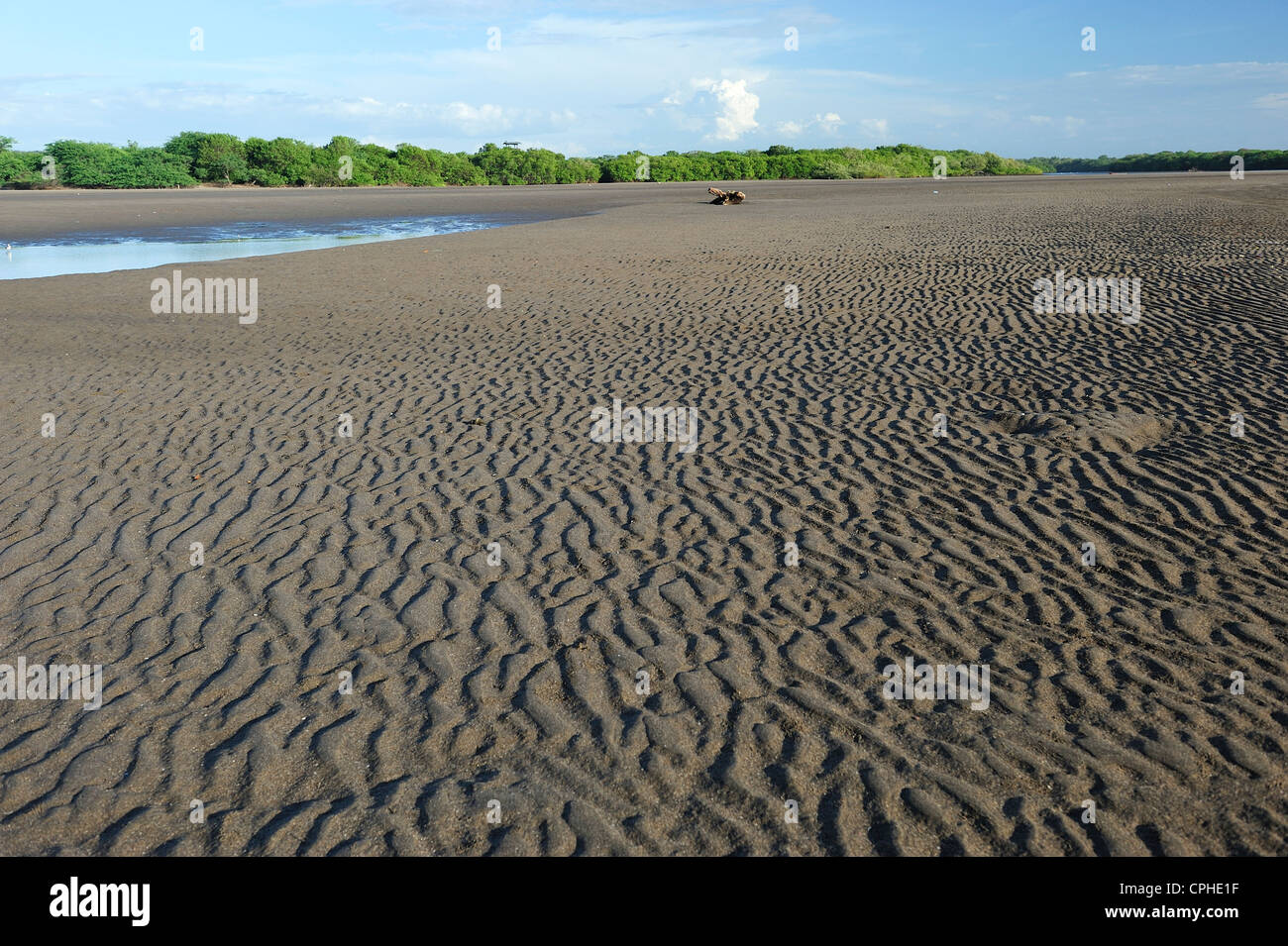 Sand, dune, pattern, Estuary, protected, nature reserve, Area Protegia Estero, Isla del Venado, Nicaragua, Central America, Leon Stock Photo