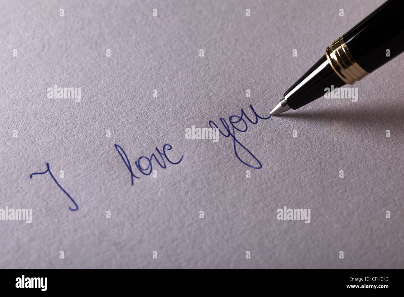 Just written words  I Love You  on white paper Stock Photo