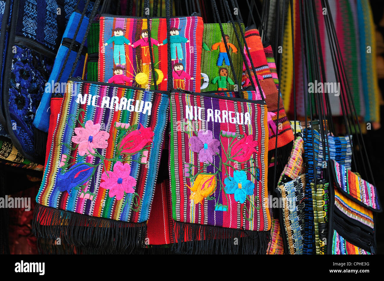 Shop, bags, ethno, Masaya, Nicaragua, Central America, Masaya, colours, Stock Photo